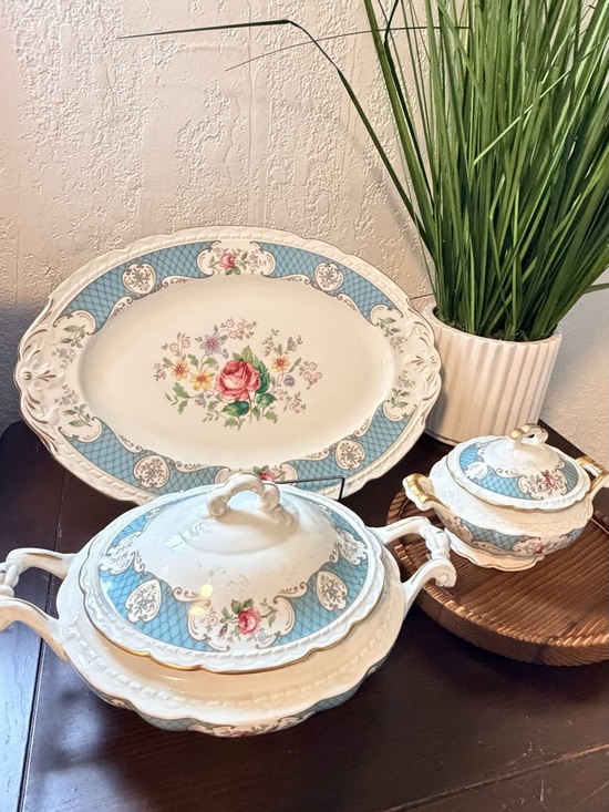 Royal jackson Other - Vintage Royal Jackson / Myott Porcelain Serving Set - 3 Pieces (Blue Floral)